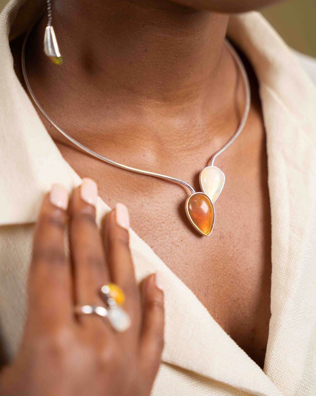 Anne Silver jewelry styled on a model